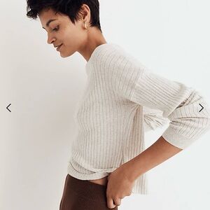 NWT Madewell donegal Lawson crop pullover ribbed sweater ivory